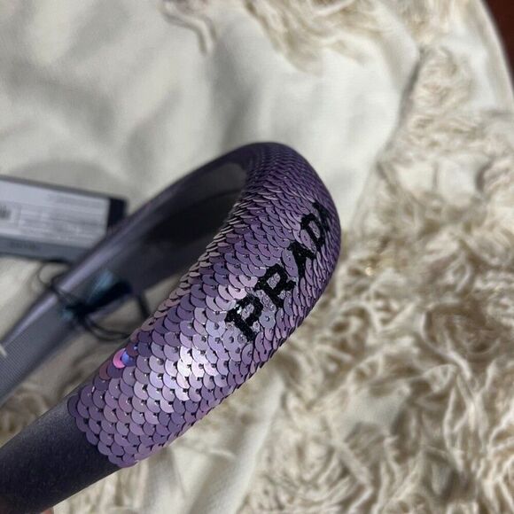 Prada Sequin Purple Logo Headband NEW main image 8